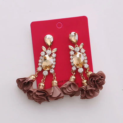 New Crystal Dangle Earrings For Women Rhinestone Earrings Weddings Ladies Party Fashion Jewelry Accessories Wholesale Gifts