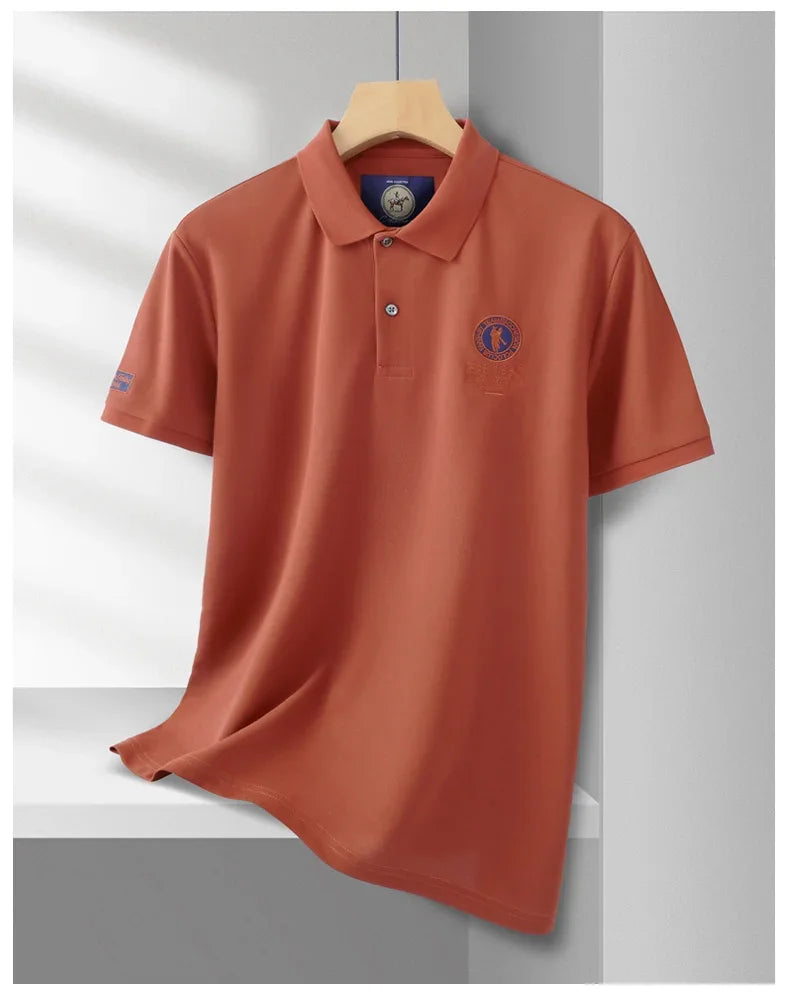 Luxury brand badge embroidery polo shirt short sleeve men's summer top fashionable breathable lightweight comfort casual T-shirt