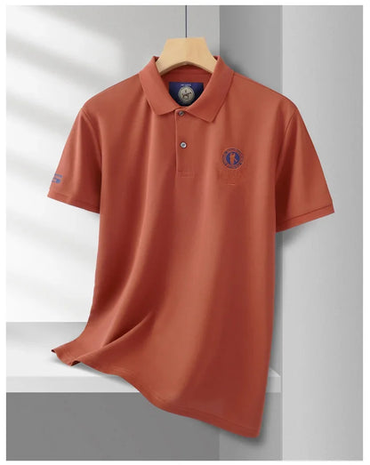 Luxury brand badge embroidery polo shirt short sleeve men's summer top fashionable breathable lightweight comfort casual T-shirt
