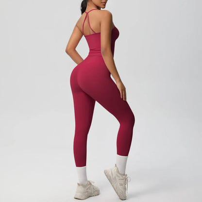 Halter Yoga Top Set Fitness Gym Suit Training Sleeveless Sport Gym Tops Crossover Back Sports Underwear  Tummy Control Slimming