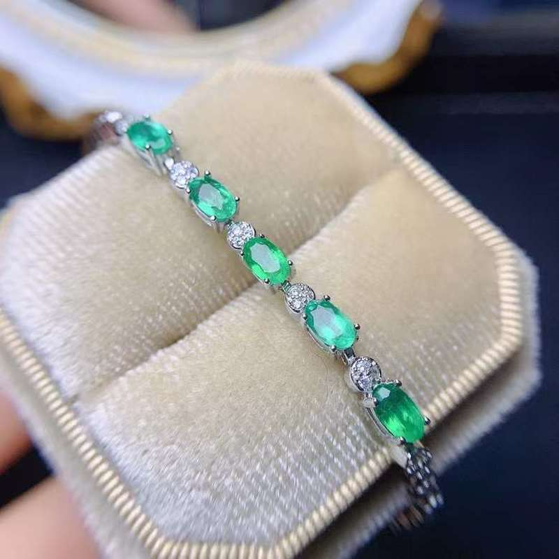 New Style Natural Emerald Bracelet for Women Jewelry Real 925 Silver Gold Plated Natural Gem Birthstone Party Gift Sale
