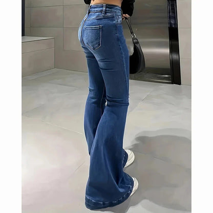 High Waist Stretchy Flared Jeans Slim Fit Bell Bottoms Trousers