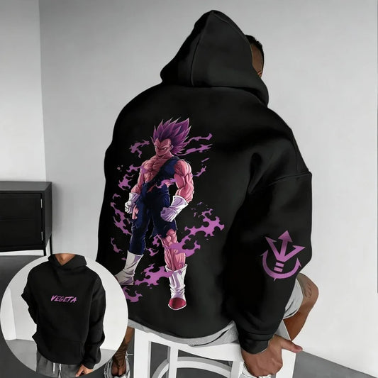 Anime Vegeta Printed Pullover 2025 Autumn/Winter Men's New Loose Casual Harajuku Plus Size Parent-child Top