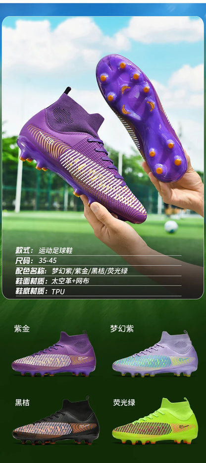 Double Star 2026 New High-Top AG Soccer Boots, Long Studs, for Teenagers, Primary School Students, Adults and Kids, Match & Trai