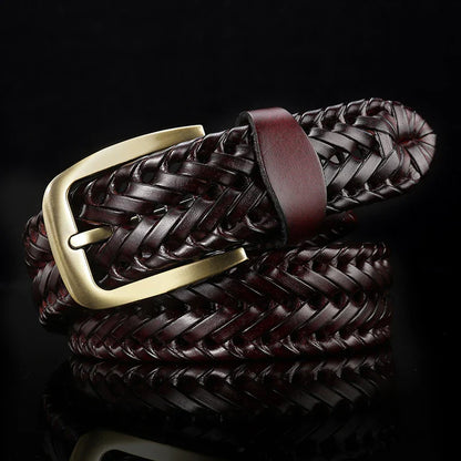 Luxury Men's Pin Buckle Braided Belt High Quality Braid Vintage Belt For Men's Casual Jeans Belt