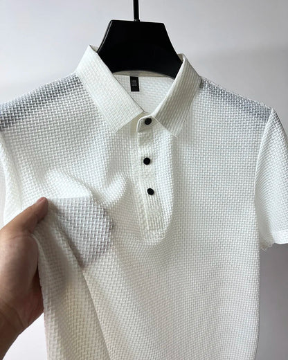 Upto EUR Sizes Tall Man Brand Top-Quality Men's Golf Shirt Lop-up Hollow Short-sleeved Polo Shirt SummerIce Silk Breathable Tee