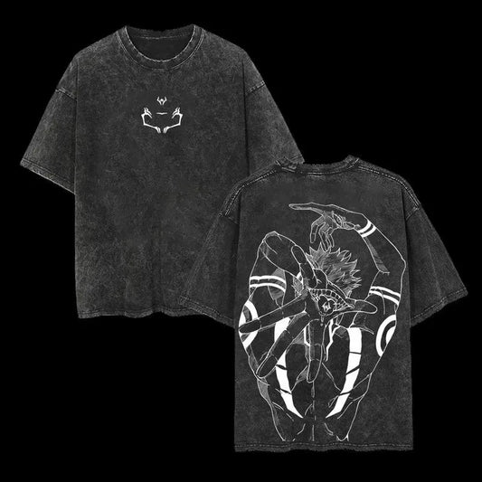 Anime Jujutsu Kaisen Ryomen Sukuna Harajuku Vintage Washed T-Shirt Cotton Men Streetwear Oversized Women Short Sleeve Unisex Y2k