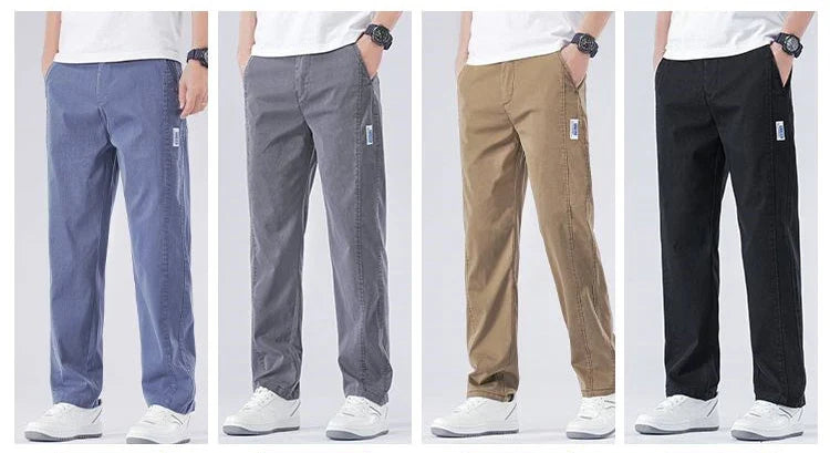 Spring Summer Thin Lyocell Casual Pants Men Loose Straight Fashion Stretch Korean Classic Trousers Men's Clothing Size M-5XL