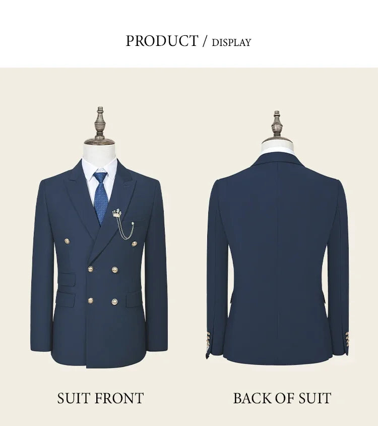 Terno Masculino de Dois Botões Elegante e Casual Slim Fit para Noivo Blazer Jaqueta Calças para Festa