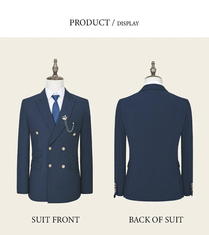 Terno Masculino de Dois Botões Elegante e Casual Slim Fit para Noivo Blazer Jaqueta Calças para Festa