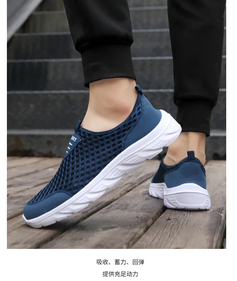 Lightweight Men Casual Shoes Breathable Slip on Male Casual Sneakers Anti-slip Men's Flats Outdoor Walking Shoes Size 39-46