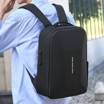 Men Portable Casual Backpack Large Capacity Zipper Daypack Secure Password Lock Waterproof with USB Charging Port Laptop Bag