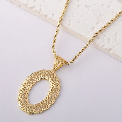 Morocco Trend 18k Gold Color Jewelry Set for Party Design Earrings and Pendant Necklace Bracelet Ring Set for Engagement
