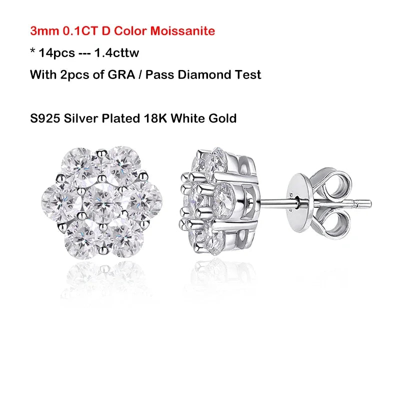 Flower GRA Certified Full 1.5/2.5/3mm D Color Moissanite Bracelet for Woman Men Silver 925 Diamond Hand Link Bracelets Gift