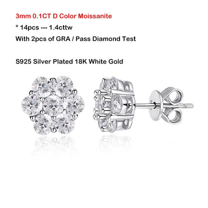 Flower GRA Certified Full 1.5/2.5/3mm D Color Moissanite Bracelet for Woman Men Silver 925 Diamond Hand Link Bracelets Gift
