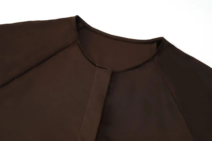 woman clothing satin dress button down design smocking sleeve maxi dress ( Ship out in 1 day)
