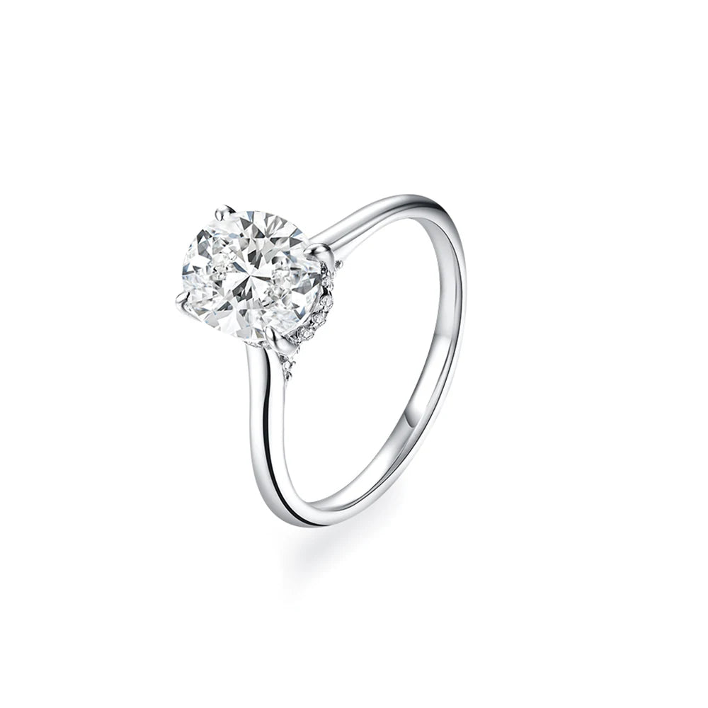 Oval Cut 9*7mm 2CT D VVS1 Moissanite Rings S925 Sterling Silver for Women Engagement Wedding Lady's Jewelry Gift Luxury