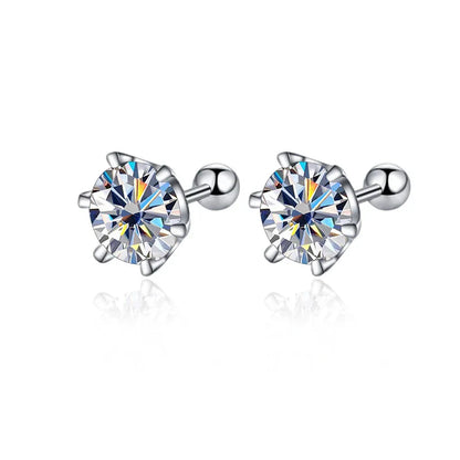 0.5-2ct Moissanite Screw Stud Earrings D Color 925 Sterling Silver Diamond Earrings For Women Wedding Fine Jewelry