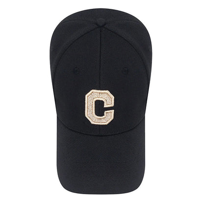 New High Quality Cotton HardTop Baseball Cap Elastic Pineapple Cloth Material Gold Thread Embroidery Craft C Letter Design Style