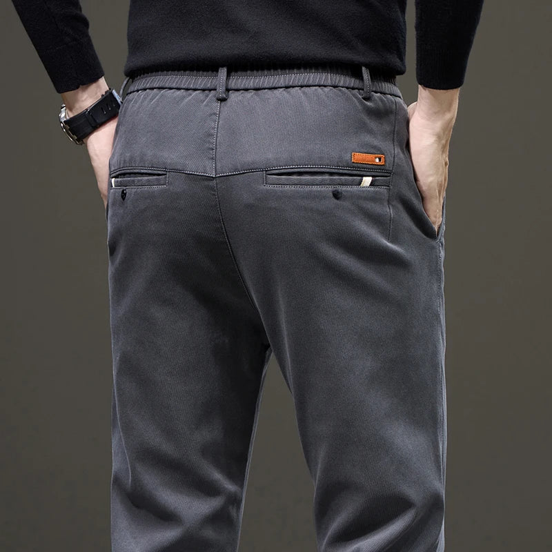 Business Straight Men's Pants Fashion Comfortable Brand Lyocell Soft Trousers Classic Simple Regular Solid Color Slim Pants