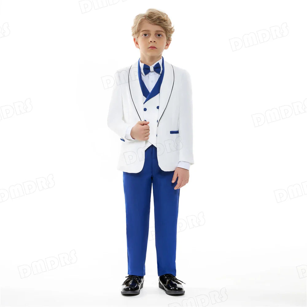 Royal Blue 4 Pieves Smart Boy's Suit Set, Kids Formal Tuxedo Jacket Vest Pants Bow-tie 24 Hours Ship Wedding Ring Bear Piano