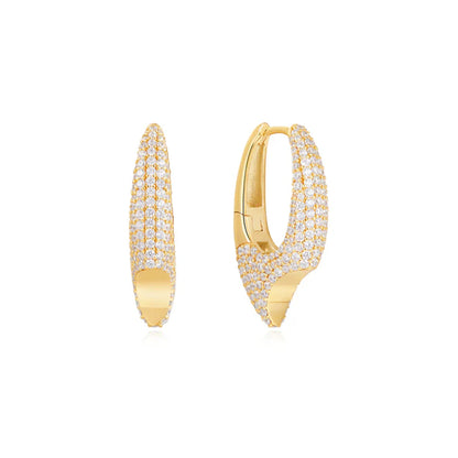 925 Sterling Silver Irregular Big Hoop Earring Piercing CZ Zircon Trend Fine Casual Daily Shiny Jewelry Gift