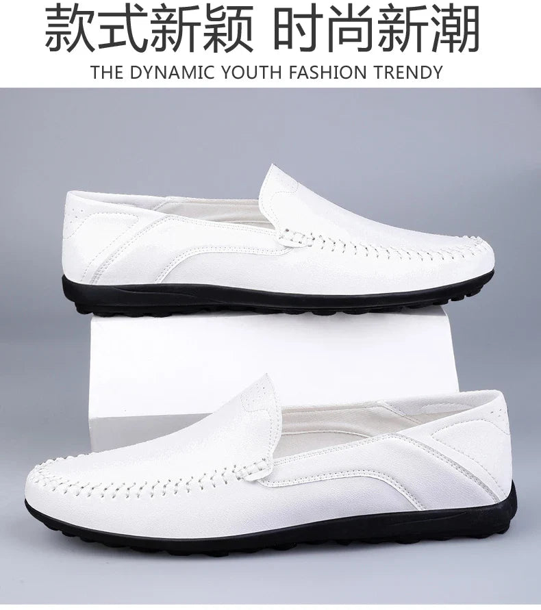 Men's casual leather shoes four seasons plus size soft sole comfort outdoor fashion youth business leather shoes driving shoes