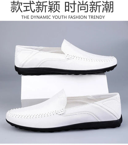 Men's casual leather shoes four seasons plus size soft sole comfort outdoor fashion youth business leather shoes driving shoes