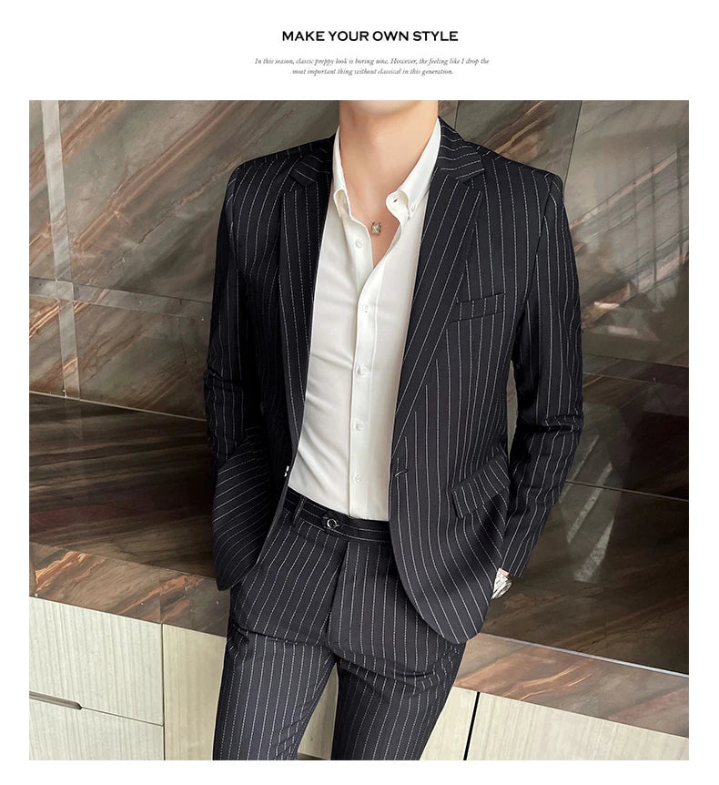 Conjunto Masculino de Terno e Calça de Luxo 2023 Britânico Festa de Casamento Moda Negócios Casual Tendência Duas Peças