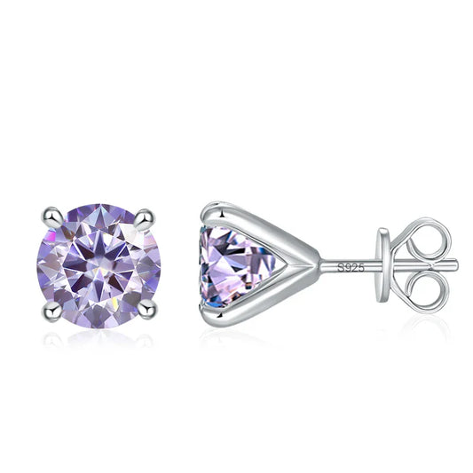 0.5ct 1ct 2ct Moissanite Stud Earrings for Women 925 Sterling Silver Pink Black Blue Grey Sparkling Lab Diamond Earring