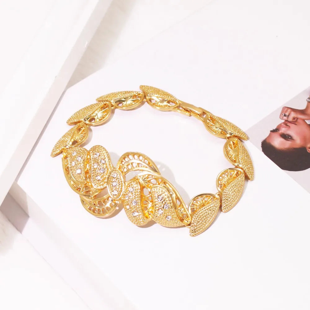 Nigeria Gold Color Jewelry Set For Women Wedding Jewelry Accessories Hight Quality 18K Gold Plated Jewellery 5 PCS