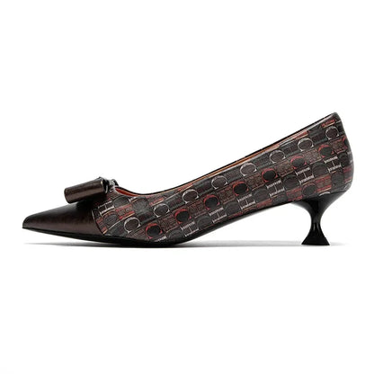 High-Heeled Shoes Elegant Fashion Female Commuting Low Heeled Shoes British Style Patchwork Design Lady Pointed Shoes