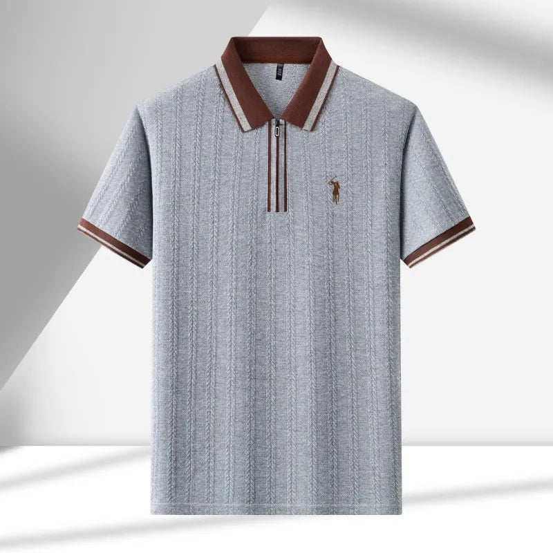 Luxury brand short sleeve T-shirt men's lapel top summer fashion jacquard design golf pony embroidery casual knitted polo shirt