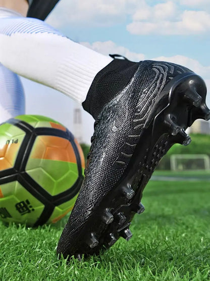 Men & Women AG Stud Leather Football Shoes, Anti-slip, for adult & student training, artificial and natural grass pitches