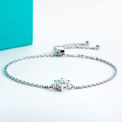 1ct Moissanite Bracelet 925 Sterling Silver Lab Created Diamond 12.5x12.5cm Adjustable Bracelets for Woman Jewelry Gift