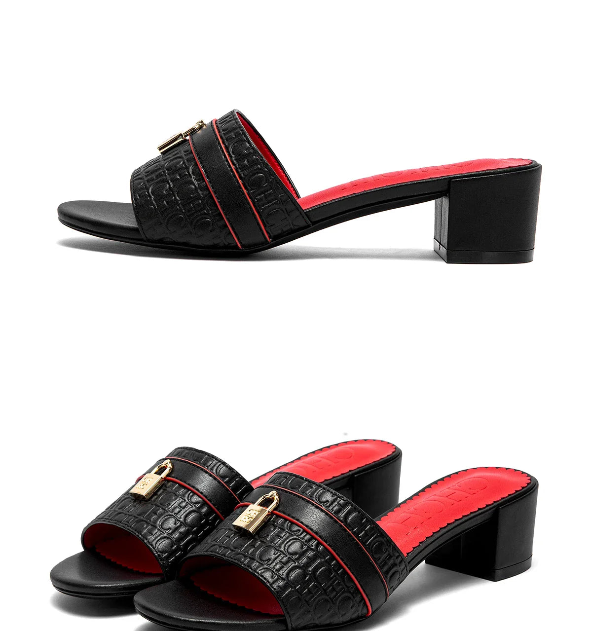 Woman's Heels Sandals Low Block Chunky Slide Sandals Slip on Comfortable Casual Pumps Shoes 5cm