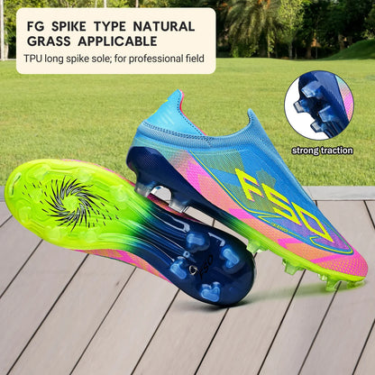 Classic Style AG FG football shoes PU Fabric Ventilated Upper TPU Wearproof Outsole Unisex Kids Outdoor Football Shoes