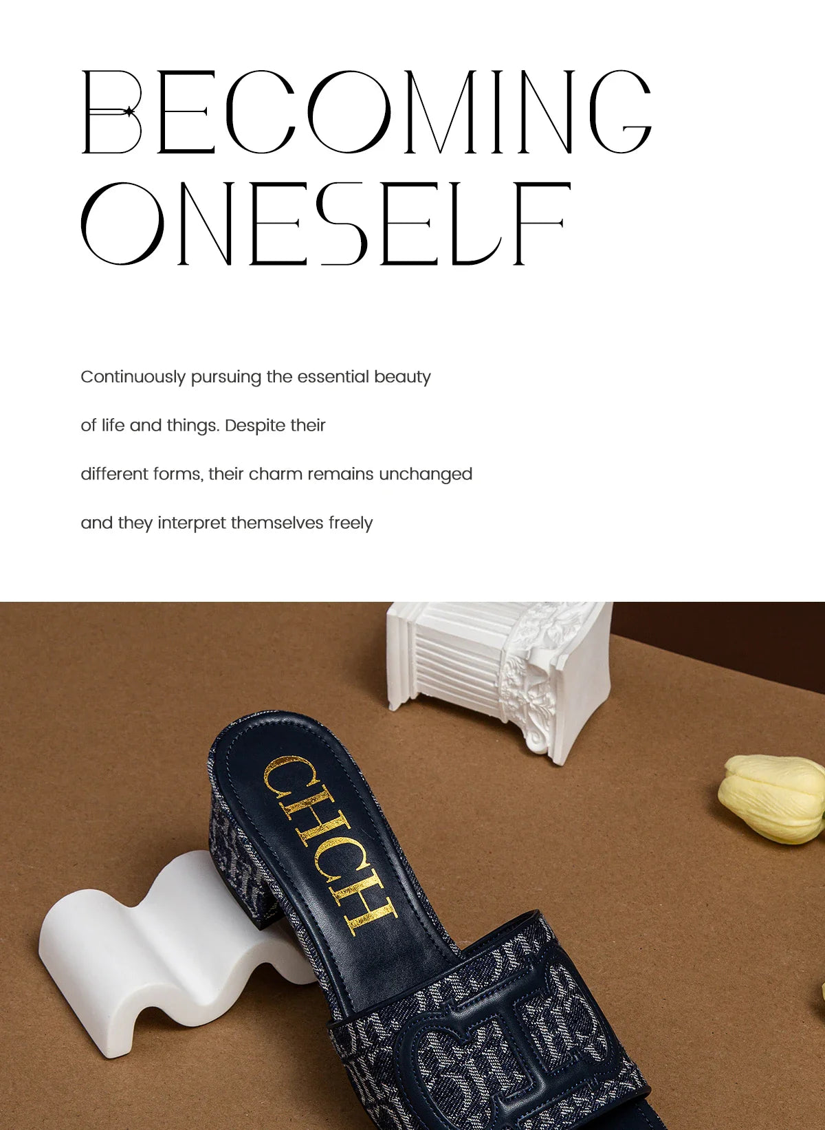 Middle heel square heel slippers fabric fashion casual shoes luxury brand slippers girls street commuter slippers