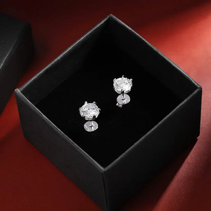 100% 925 Sterling Silver 0.2-2 Carat D Color Moissanite Diamond Stud Earrings For Women Sparkling Wedding Fine Jewelry