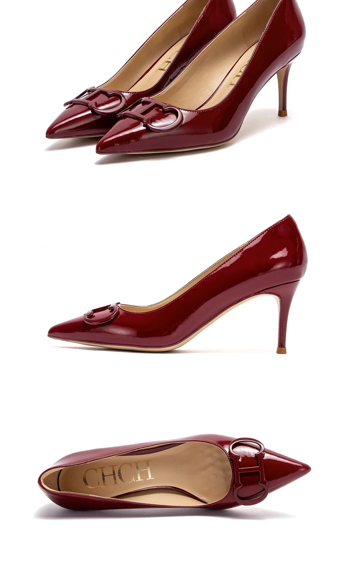 Solid Colour Classic Style New Women's Single Shoes Retro Simple Exquisite Workmanship Versatile Women's High-heeled Shoes