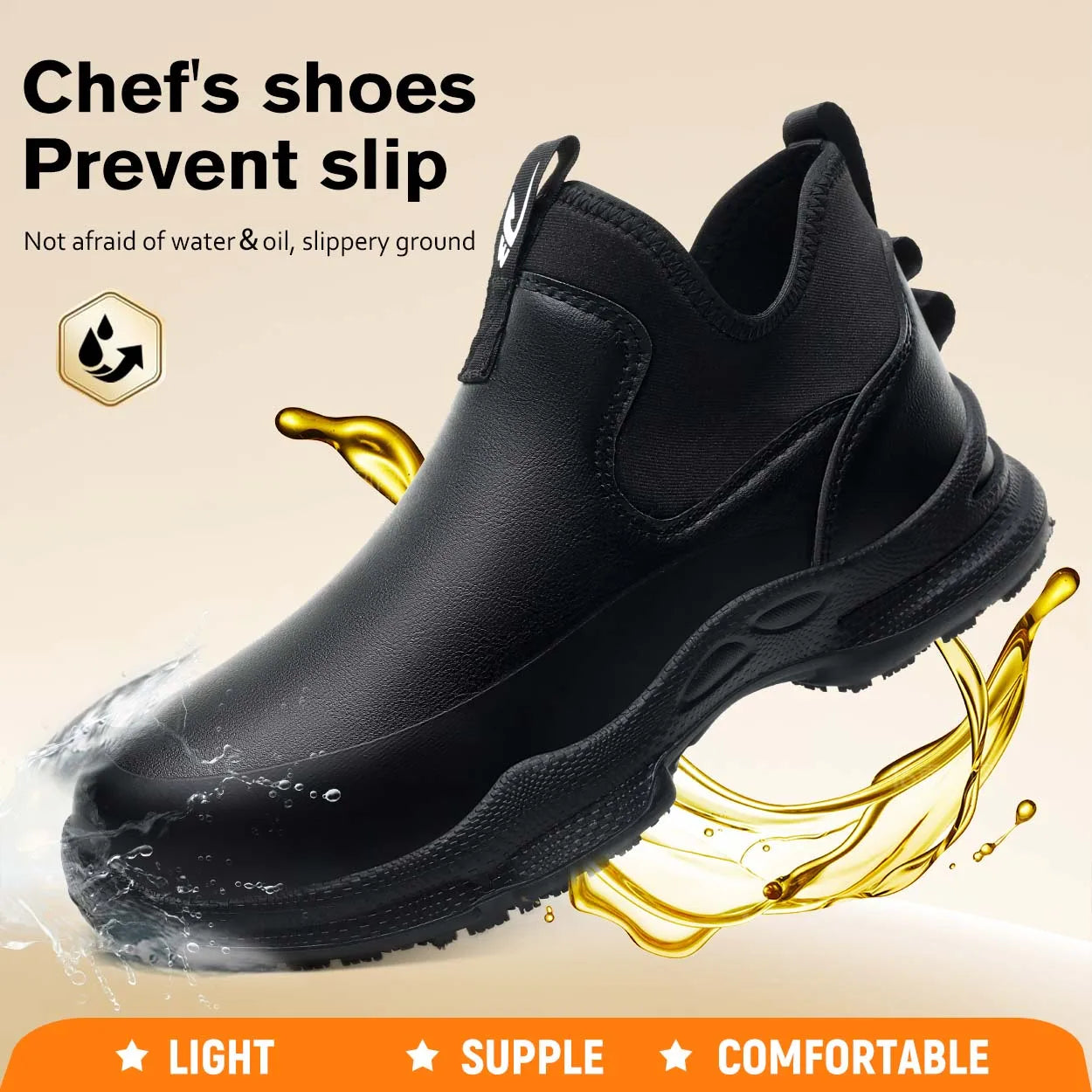 Men Chef Shoes Non-slip Waterproof Oil-proof Shoes Comfortable Work shoes for Man resistant business casual New Fashion