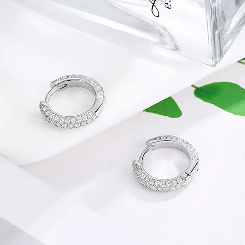 Full Moissanite Diamond Earrings 925 Sterling Silver with Gold Plated Wedding Engagement Party Fine Jewelry for Women
