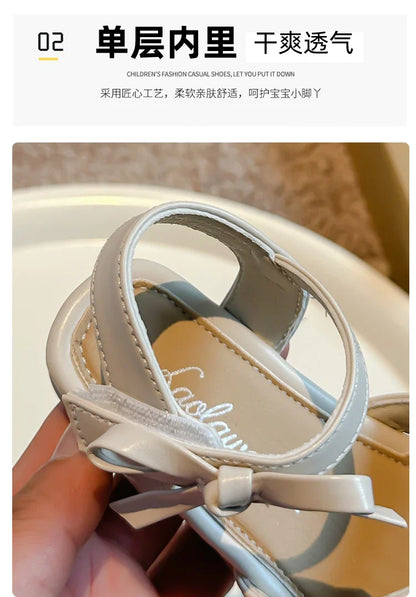 Sandálias Sandals for Girls Sweet Bowtie Baby Shoes Hollow Out Non-slip Sandals for Toddlers Children Soft Sole Kids Shoesصنادل