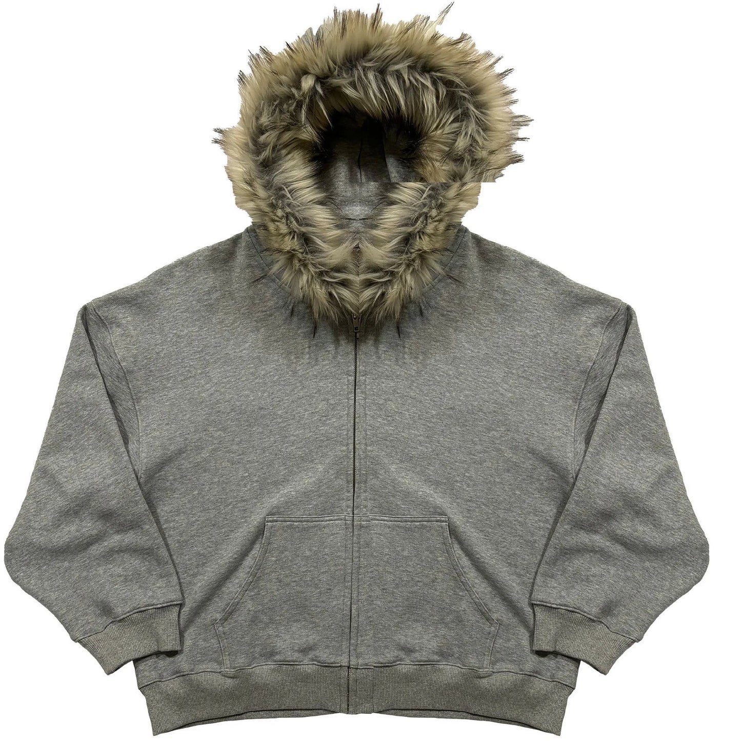 Fluffy Hat Hoodie Solid Color Casual Long Sleeve Hoodie Retro Coat Street Trend y2k