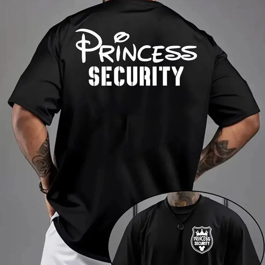A Men's Princess Safety Pattern T-shirt Suitable for Both Men and Women, Summer Printed 100% Pure Cotton Loose Casual T-shirt