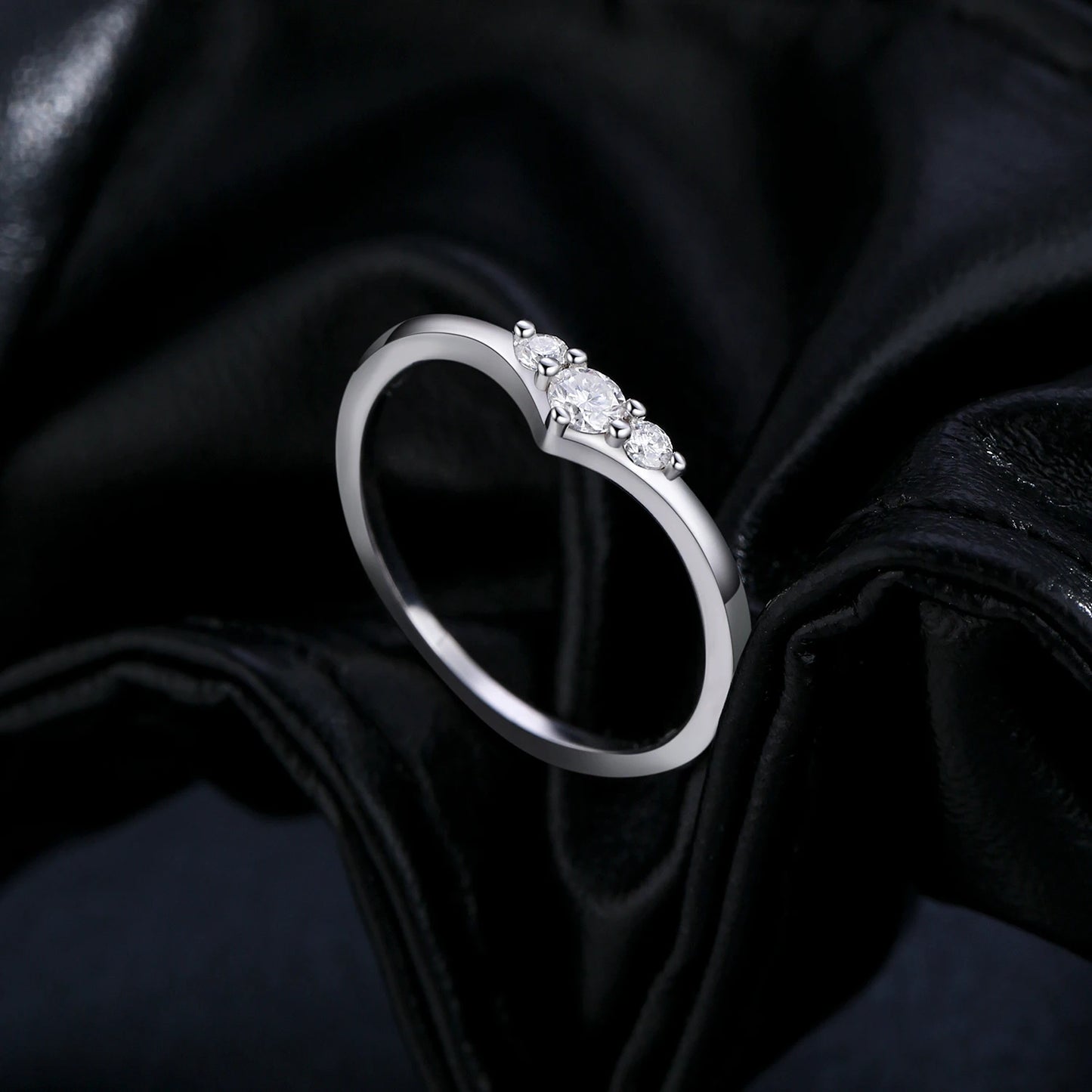 Anel de Moissanite Eternidade Simples Prata Esterlina 925 Anéis de Aliança Finos e Brilhantes para Mulheres Presente de Joias Finas