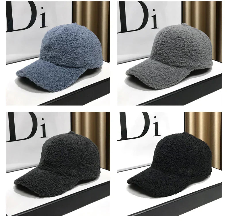 Winter Hats For Women Baseball Caps Plush Thickened Warm Baseball Cap Female Casual Solid Color Fashion Design Outdoor