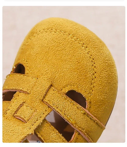 Kids Suede Sandals for Girls Anti-slippery Sole Toddler Roman Shoes with Pastel Colors Princess Beach Garden Shoes Barefoot Ins