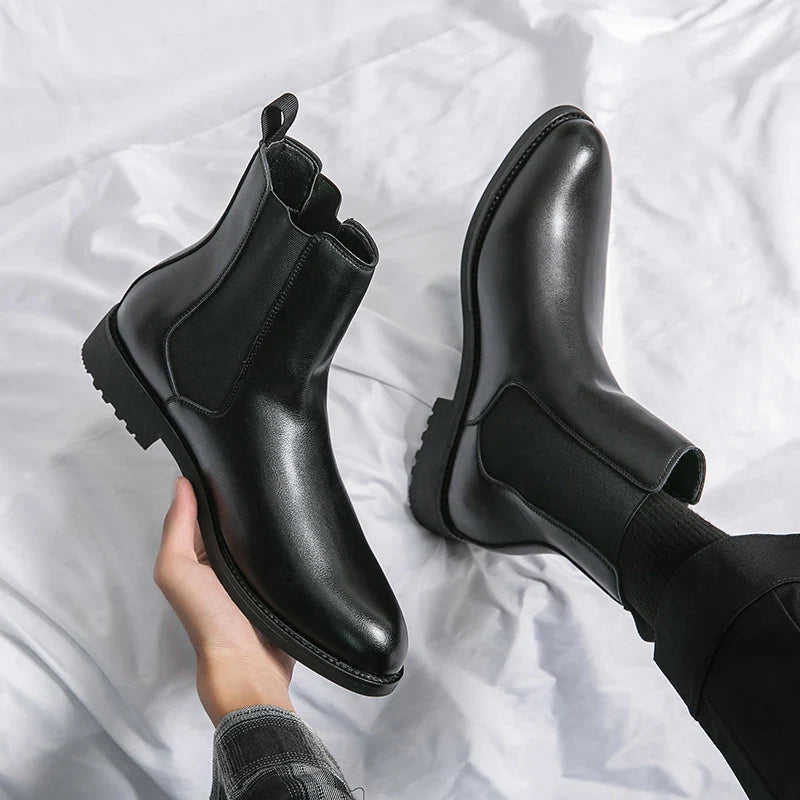 Classic Fashion Men Boots Winter Leather Shoes Autumn Business Chelsea Boots British Style Hombres Botas High Top Footwear Dress