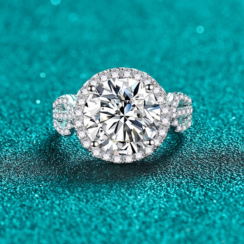 5ct D Color Moissanite Engagement Ring S925 Sterling Silver with White Gold Plated Luxury Wedding Ring for Women Jewelry